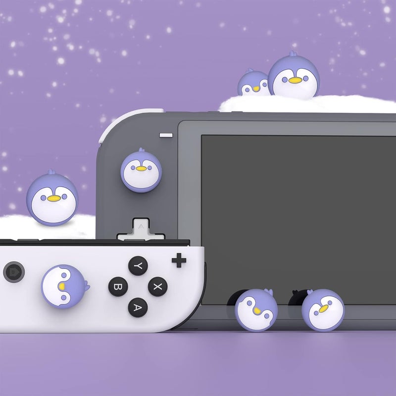 playvital Penguin Joystick Caps for Nintendo Switch, Thumbstick Caps for Switch Lite, Analog Cover for OLED Joycon Thumb Grips - Light Violet - Image 3